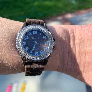 Geneva Platinum Brown Silicone No. 7805 10" Women's Watch